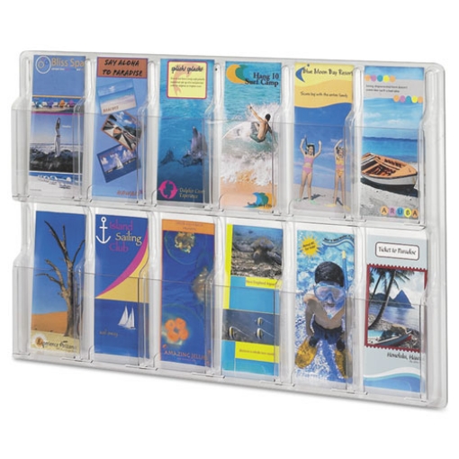 Picture of Reveal Clear Literature Displays, 12 Compartments, 30w X 2d X 20.25h, Clear