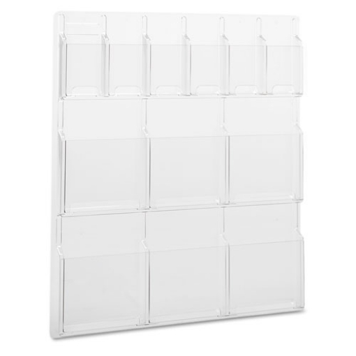 Picture of Reveal Clear Literature Displays, 12 Compartments, 30w X 2d X 34.75h, Clear