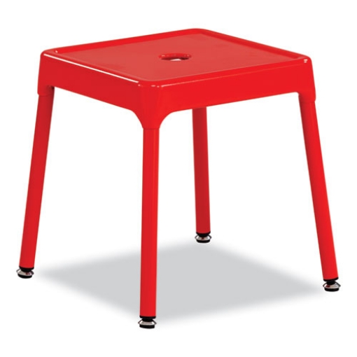 Picture of Steel Guest Stool, Backless, Supports Up to 275 lb, 15" to 15.5" Seat Height, Red Seat/Base, Ships in 1-3 Business Days