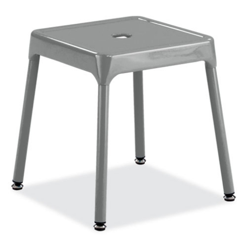 Picture of Steel Guest Stool, Backless, Supports Up to 275 lb, 15" to 15.5" Seat Height, Silver Seat/Base, Ships in 1-3 Business Days