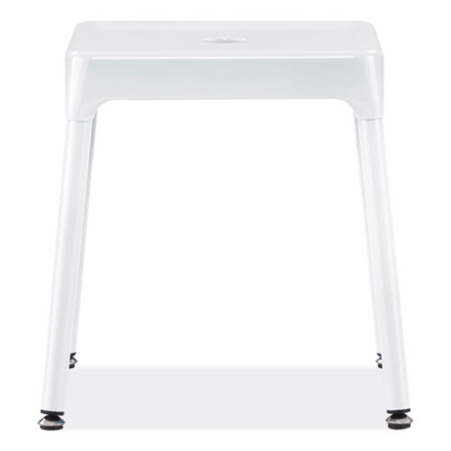 Picture of Steel Guest Stool, Backless, Supports Up to 275 lb, 15" to 15.5" Seat Height, White Seat/Base, Ships in 1-3 Business Days