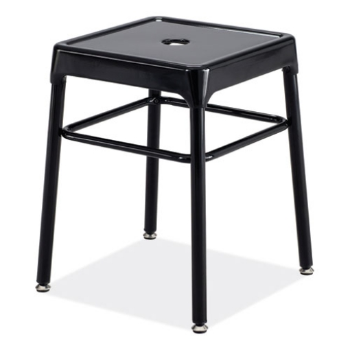 Picture of Steel GuestBistro Stool, Backless, Supports Up to 250 lb, 18" Seat Height, Black Seat, Black Base, Ships in 1-3 Business Days