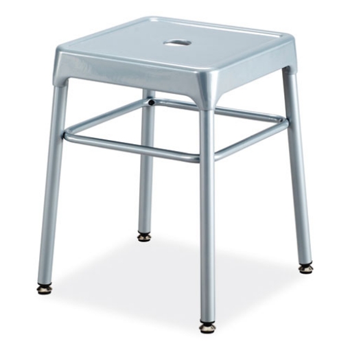 Picture of Steel GuestBistro Stool, Backless, Supports Up to 250 lb, 18" High Silver Seat, Silver Base, Ships in 1-3 Business Days