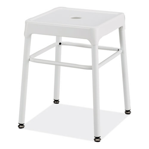 Picture of Steel GuestBistro Stool, Backless, Supports Up to 250 lb, 18" Seat Height, White Seat, White Base, Ships in 1-3 Business Days