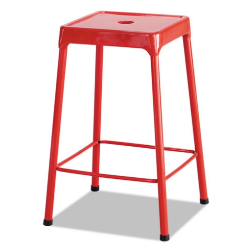 Picture of Counter-Height Steel Stool, Backless, Supports Up To 250 Lb, 25" Seat Height, Red