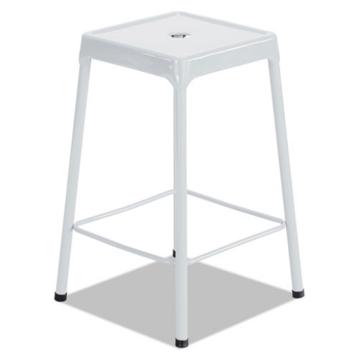 Picture of Counter-Height Steel Stool, Backless, Supports Up To 250 Lb, 25" Seat Height, White