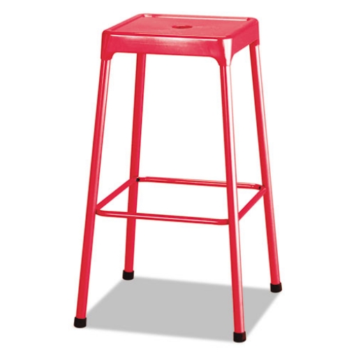 Picture of Bar-Height Steel Stool, Backless, Supports Up To 250 Lb, 29" Seat Height, Red