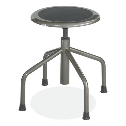 Picture of Diesel Low Base Stool, Backless, Supports Up to 250 lb, 16" to 22" High Black Seat, Pewter Base, Ships in 1-3 Business Days