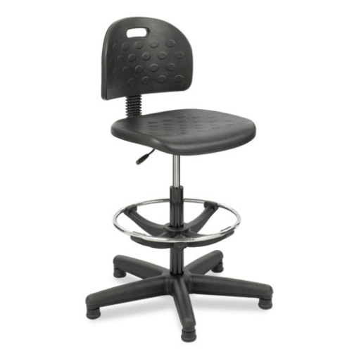 Picture of Soft Tough Economy Workbench Chair, Supports 250 lb, 22" to 32" High Black Seat, Black Back/Base, Ships in 1-3 Business Days