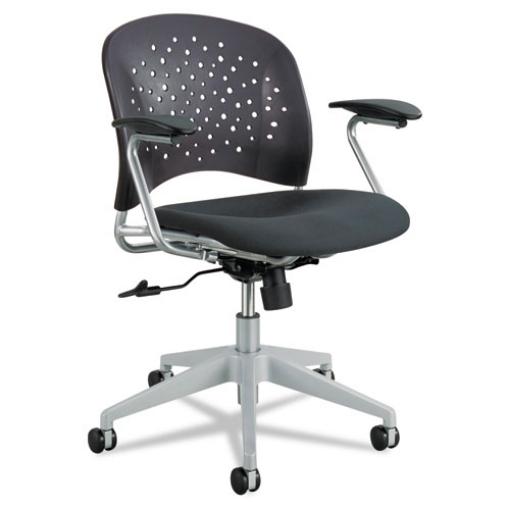 Picture of Reve Round Back Task Chair, Supports Up To 250 Lb, 18" To 22.5" Seat Height, Black Seat/back, Silver Base