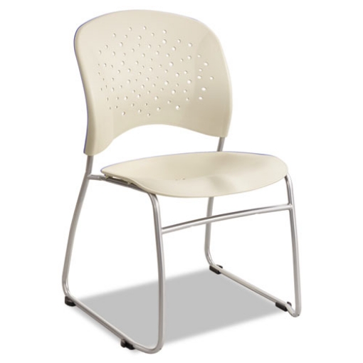 Picture of Reve Guest Chair with Sled Base, 19.75" x 23.5" x 33.5", Latte Seat, Latte Back, Silver Base, 2/Carton