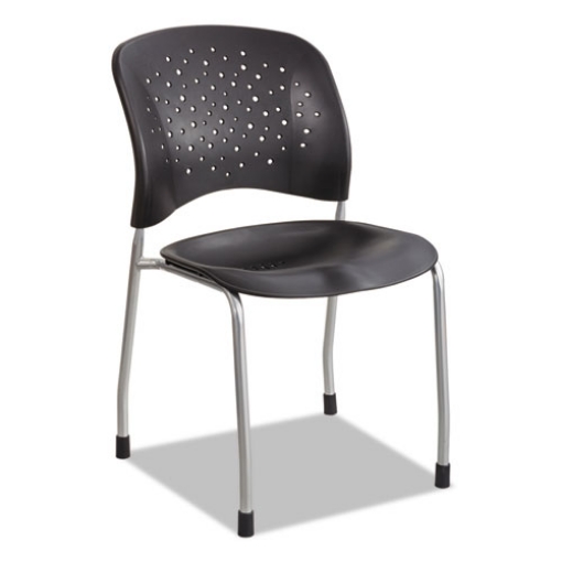 Picture of Reve Guest Chair with Straight Legs, 19" x 24.5" x 33.5", Black Seat, Black Back, Silver Base, 2/Carton