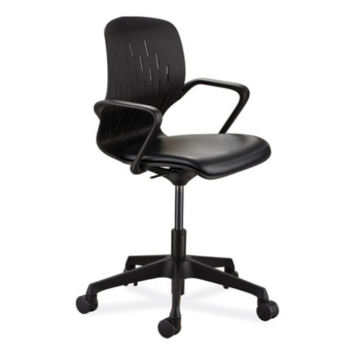 Picture of Shell Desk Chair, Supports Up to 275 lb, 17" to 20" Seat Height, Black Seat/Back, Black Base, Ships in 1-3 Business Days