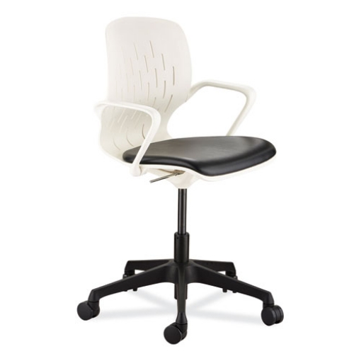 Picture of Shell Desk Chair, Supports Up to 275 lb, 17" to 20" High Black Seat, White Back, Black/White Base, Ships in 1-3 Business Days