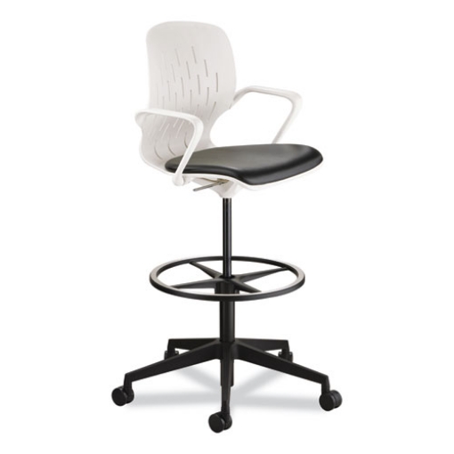 Picture of Shell Extended-Height Chair, Max 275 lb, 22" to 32" High Black/White Seat, White Back, Black Base, Ships in 1-3 Business Days