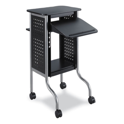 Picture of Scoot Presentation Cart, 50 lb Capacity, 4 Shelves, 21.5" x 30.25" x 40.5", Black, Ships in 1-3 Business Days