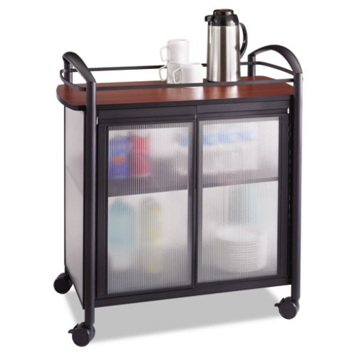 Picture of Impromptu Refreshment Cart/Machine Stand, Engineered Wood, 3 Shelf, 34x21.25x36.5, Cherry/Black, Ships in 1-3 Business Days