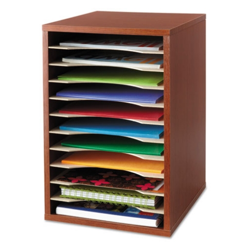 Picture of WOOD DESKTOP LITERATURE SORTER, 11 COMPARTMENTS, 10.63 X 11.88 X 16, CHERRY