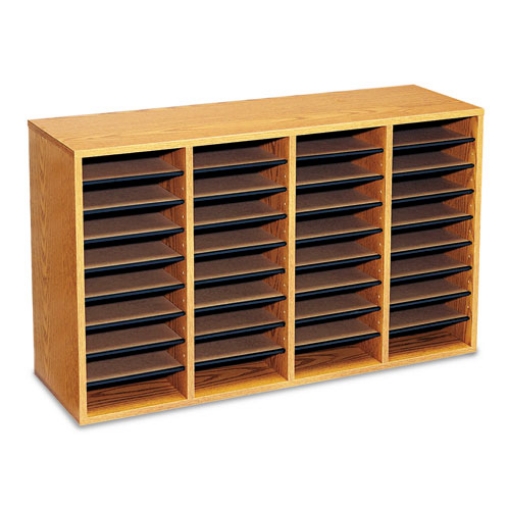 Picture of WOOD/LAMINATE LITERATURE SORTER, 36 COMPARTMENTS, 39.25 X 11.75 X 24, MEDIUM OAK