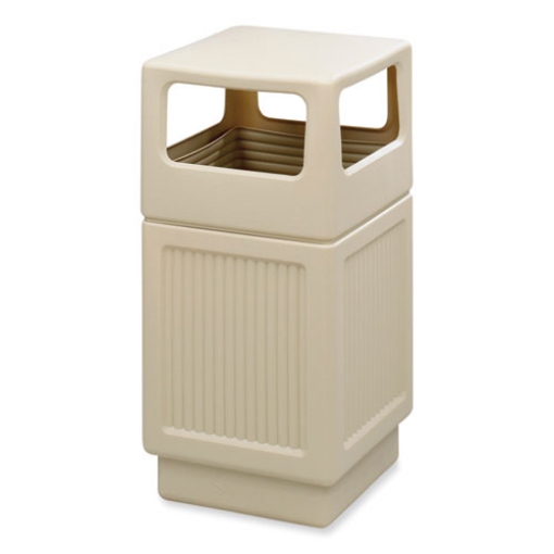 Picture of Canmeleon Recessed Panel Receptacles, Side-Open, 38 gal, Polyethylene, Tan, Ships in 1-3 Business Days