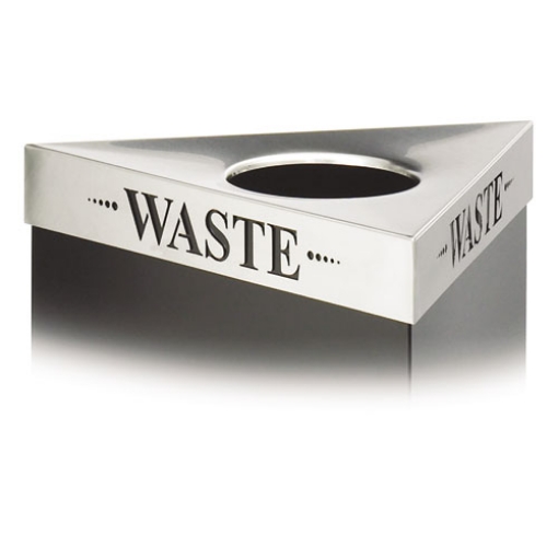 Picture of Trifecta Waste Receptacle Lid, Laser Cut "WASTE" Inscription, 20w x 20d x 3h, Stainless Steel, Ships in 1-3 Business Days