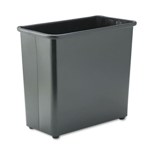 Picture of Square and Rectangular Wastebasket, 27.5 qt, Steel, Black