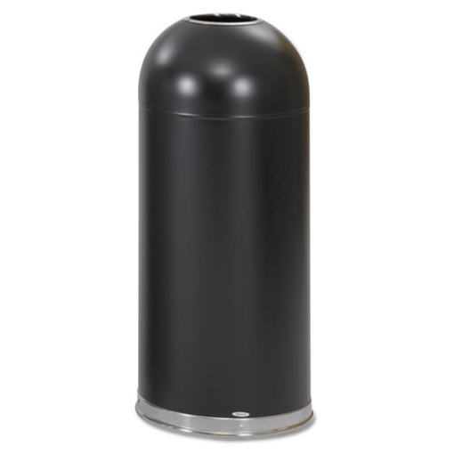 Picture of Dome Top Receptacle with Open Top, 15 gal, Steel, Black