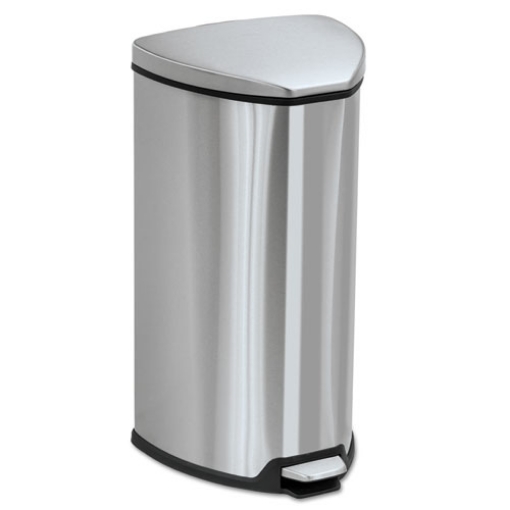 Picture of Step-On Receptacle, 7 gal, Stainless Steel, Chrome/Black