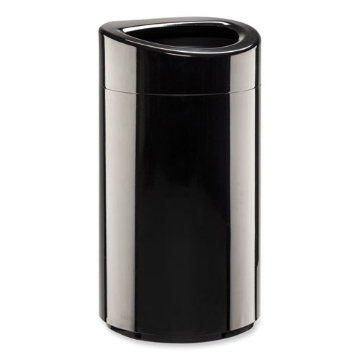 Picture of Open Top Oval Waste Receptacle, 14 gal, Steel, Black, Ships in 1-3 Business Days