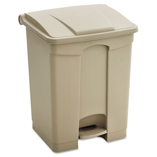 Picture of Large Capacity Plastic Step-On Receptacle, 23 gal, Plastic, Tan