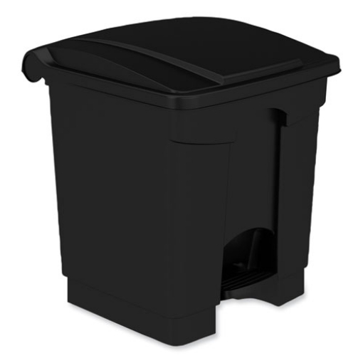 Picture of Plastic Step-On Receptacle, 20 gal, Metal, Black, Ships in 1-3 Business Days