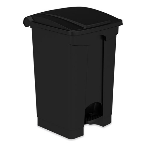 Picture of Plastic Step-On Receptacle, 12 gal, Plastic, Black, Ships in 1-3 Business Days