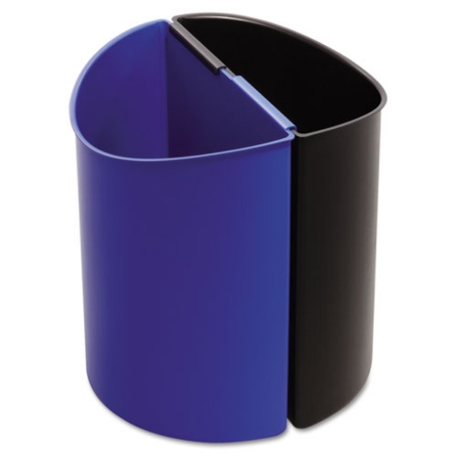 Picture of Desk-Side Recycling Receptacle, 3 gal, Plastic, Black/Blue