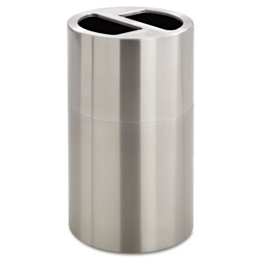 Picture of dual recycling receptacle, 30 gal, steel, stainless steel