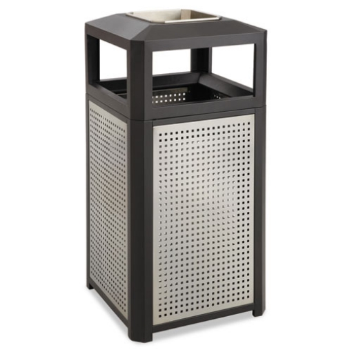 Picture of evos series steel waste container, 38 gal, steel, black