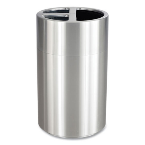 Picture of Triple Recycling Receptacle, 40 gal, Steel, Brushed Aluminum, Ships in 1-3 Business Days