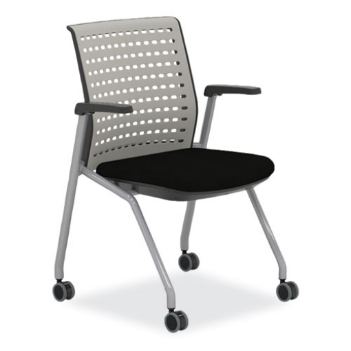 Picture of Thesis Training Chair w/Static Back and Arms, Max 250 lb, 18"  High Black Seat,Gray Back/Base,2/CT,Ships in 1-3 Business Days