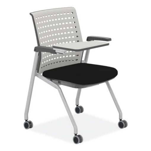 Picture of Thesis Training Chair w/Static Back and Tablet, Supports 250lb, 18" High Black Seat,Gray Back/Base,Ships in 1-3 Business Days