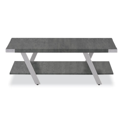 Picture of Coffee Table, Rectangular. 48 x 23.75 x 16, Stone Gray Top, Silver Base, Ships in 1-3 Business Days