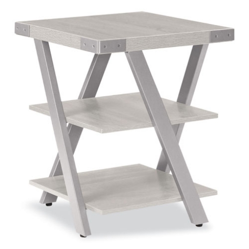 Picture of End Table, Square, 20 x 20 x 25, White Ash Top, Silver Base, Ships in 1-3 Business Days