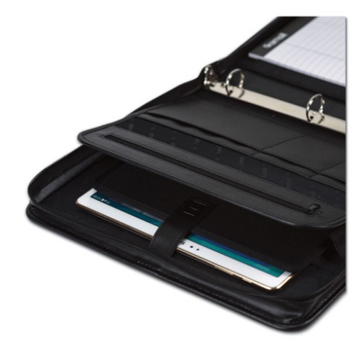 Picture of Professional Zippered Pad Holder/ring Binder, Pockets, Writing Pad, Vinyl Black