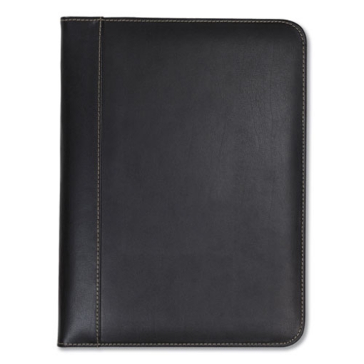 Picture of Contrast Stitch Leather Padfolio, 8 1/2 X 11, Leather, Black