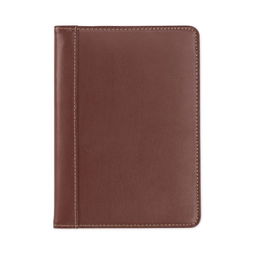 Picture of Contrast Stitch Leather Padfolio, 6.25w x 8.75h, Open Style, Brown