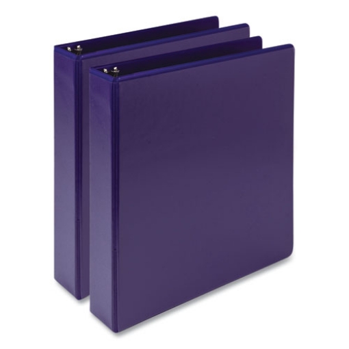 Picture of earth's choice plant-based economy round ring view binders, 3 rings, 1.5" capacity, 11 x 8.5, purple, 2/pack