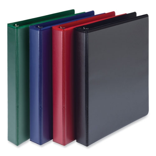 Picture of durable d-ring view binders, 3 rings, 1" capacity, 11 x 8.5, black/blue/green/red, 4/pack