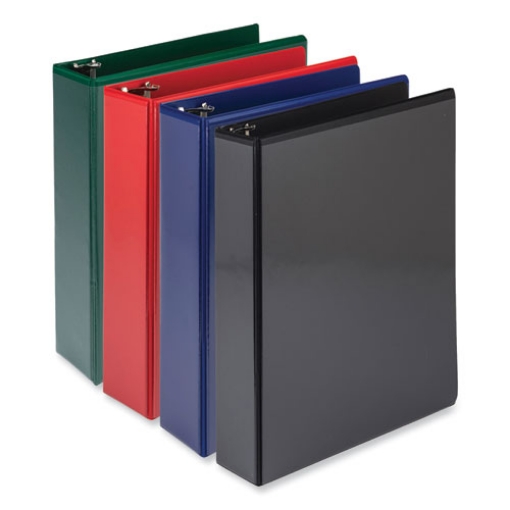 Picture of durable d-ring view binders, 3 rings, 2" capacity, 11 x 8.5, black/blue/green/red, 4/pack