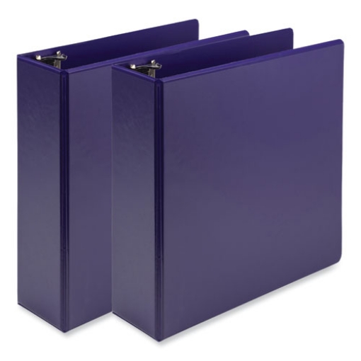 Picture of earth's choice plant-based economy round ring view binders, 3 rings, 3" capacity, 11 x 8.5, purple, 2/pack