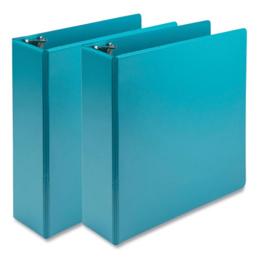 Picture of earth's choice plant-based economy round ring view binders, 3 rings, 3" capacity, 11 x 8.5, teal, 2/pack