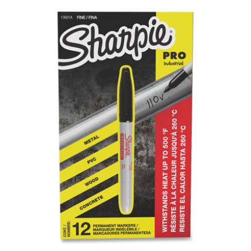 Picture of Industrial Permanent Marker, Fine Bullet Tip, Black, Dozen