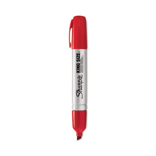 Picture of King Size Permanent Marker, Broad Chisel Tip, Red, Dozen